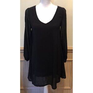 Mjaoran ~ Black Tunic Dress ~ Size Small ~ Long Sleeve ~ Split Sleeves